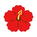 Red hibiscus, simple icon, illustration